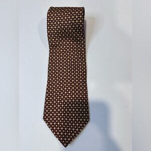 Brooks Brothers Silk Tie Burgundy Gold Geometric Print Made in USA